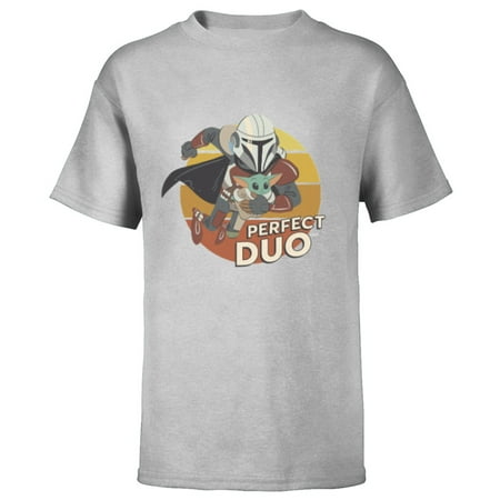 Star Wars The Mandalorian Mando and Grogu Perfect Duo - Short Sleeve T-Shirt for Kids - Customized-Athletic Heather