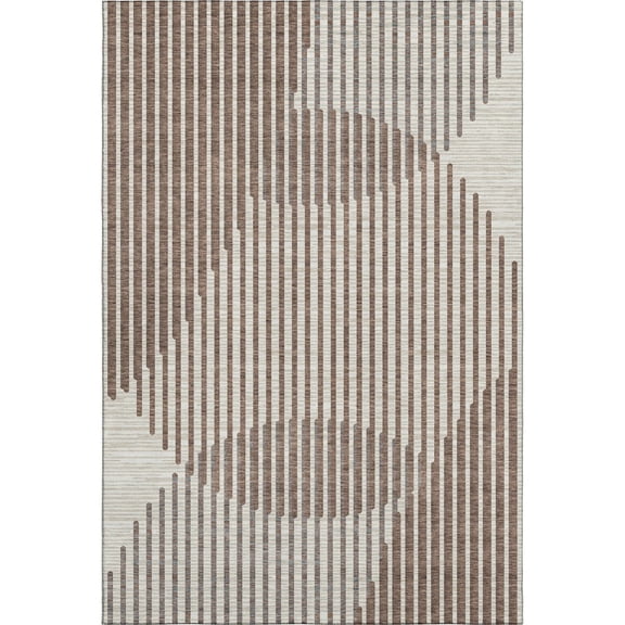 Addison Rugs Mayfield Premium Machine Washable Transitional Circles Brown Rectangle Rug, 9' x 12'