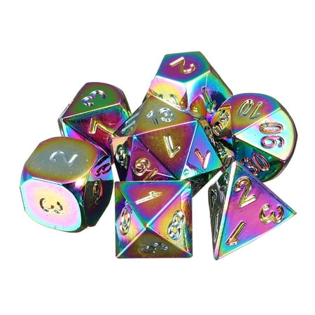 Metal Combo Dice - Meigar 7Pcs/set Rainbow Metal Polyhedral Dice Set d&d RPG MTG Role Playing Game With Bag