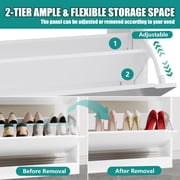 FANRAL Shoe Storage Cabinet for Entryway,White Shoe Cabinet Storage with 3 Flip Drawers,Shoe Cabinet for Entryway Slim Space,3 Tier White Shoe Cabinet Freestanding Wood Shoe Rack for Entryway,Hallway