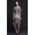 thumbnail image 4 of Bimba Grey Tie-Dye Printed Womens Ruffle Front Cold Shoulder Swing Shift Dress - X-Large, 4 of 6