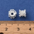 thumbnail image 2 of 50pcs Rack Plating Double Side Brass Bead Caps Flower Long-Lasting Silver 6.7x5.8mm Hole: 1.8~4.7mm, 2 of 2