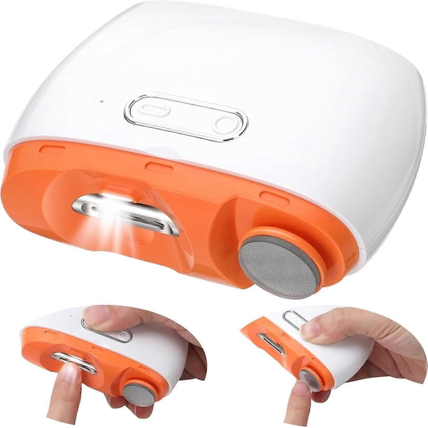 Electric Nail Clipper Laelr 2 in1 Fingernail Cutter and Polisher with LED Light 2 Speeds & Nail Scraps Storage Rechargeable Safety Fingernail Trimmer