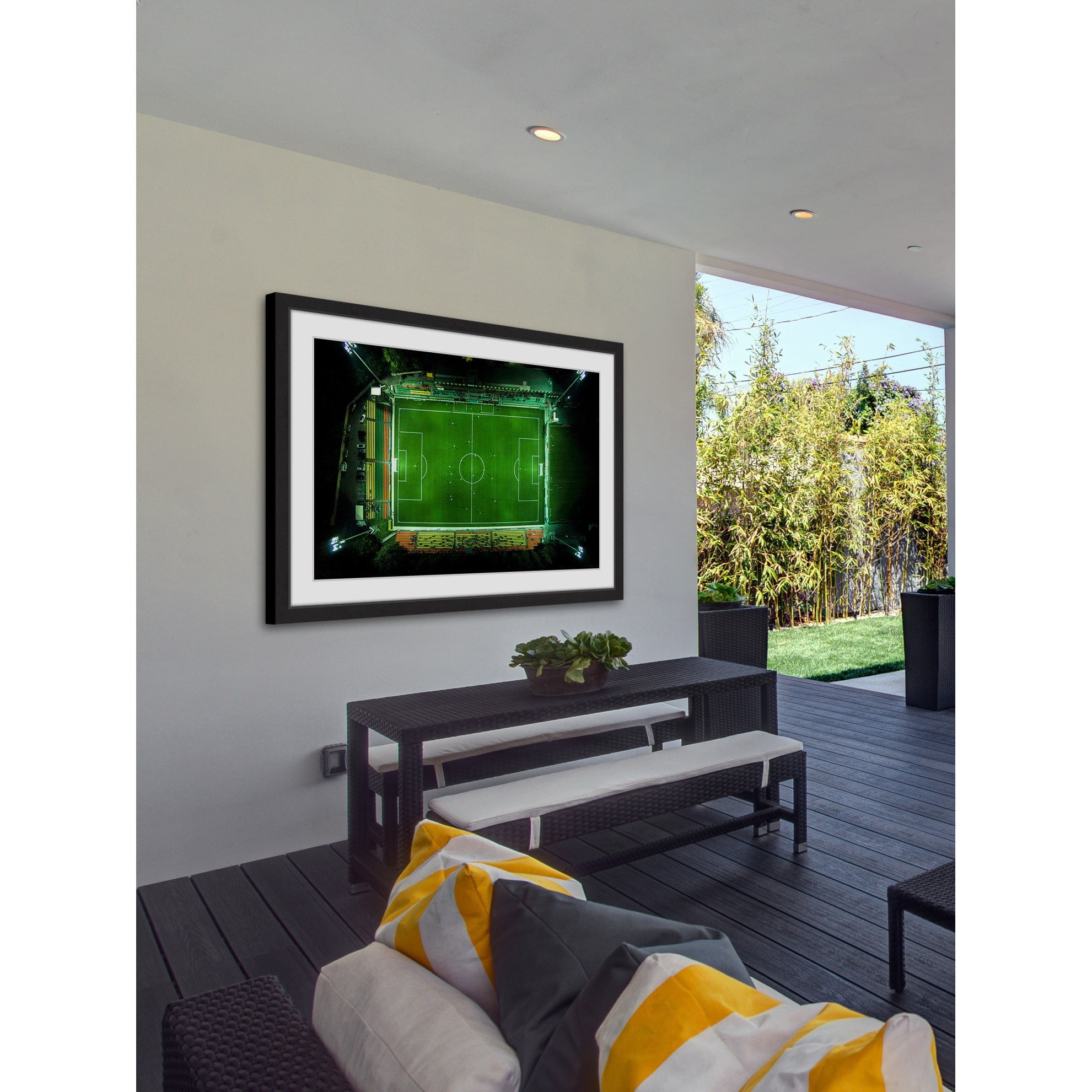 Marmont Hill "Soccer From Above" By Karolis Janulis Framed Painting Art Print, 30.0" x 1.5"