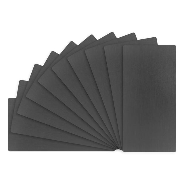 Uxcell Paquete de 10 Tarjetas de Visita de Metal en Blanco, 80x40x0.5mm Aluminio Negro Mate