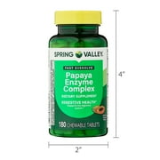 Spring Valley Papaya Enzyme Complex Chewable Tablets Dietary Supplement, Digestive Health, 180 Count