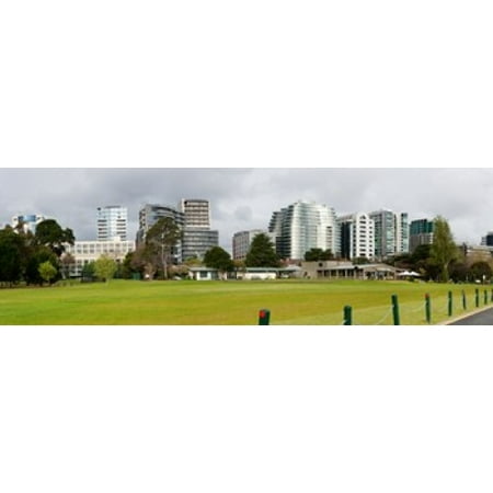 Apartment buildings along Queens Road at edge of Albert Park Lake Melbourne Victoria Australia Stretched Canvas - Panoramic Images (36 x (Best Apartment Buildings In Dc)