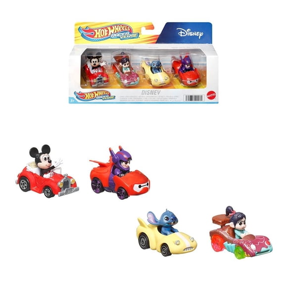 Vehículo de Juguete Mattel Hot Wheels Racerverse Disney y Hero 4 Pack