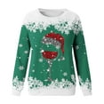 thumbnail image 4 of Suitable Christmas Sweaters For Women Teen Girls Long Sleeve Crewneck Sweatshirt Cute Reindeer Graphic Xmas Shirts, 4 of 4