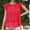 Red, variant on Womens Tops Round Neck Lace Crochet Tshirt Top Casual Loose Short Sleeve Flowy Tunic Blouses Shirts