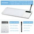 thumbnail image 4 of SELEAD Glass Dry Erase White Board with Desk Organizer, Calculator, 1 Marker, Holder - Small Portable Writing Whiteboard Computer Pad Keyboard Stand for Student Teacher, 4 of 10
