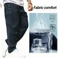 thumbnail image 5 of Men's Cargo Pants with Drawstring Elastic Waistband & Large Pockets, Casual Pants for Hiking Jogging, 5 of 6