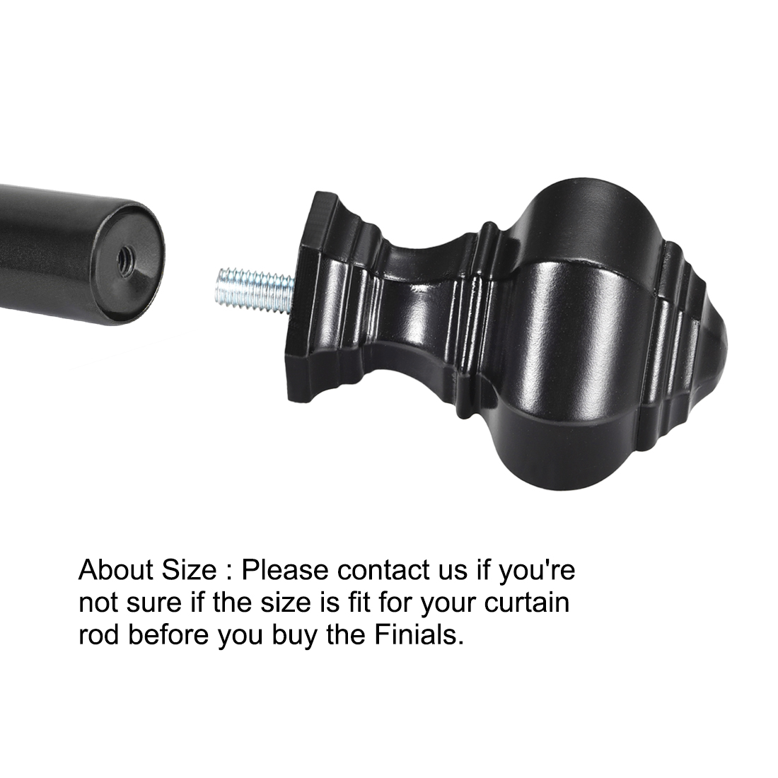 Uxcell 14mm Dia Curtain Rod Finials Plastic Black 4Pack - image 5 of 7