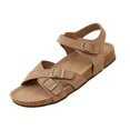 thumbnail image 2 of Women's Adjustable Buckle Sandals, Cork Footbed Women's Summer Sandals, Open Toe Casual Walking Sandals, Women's Buckle Strap Sandals Cork Footbed Open Toe Adjustable Casual Summer Shoes, Khaki 7, 2 of 9