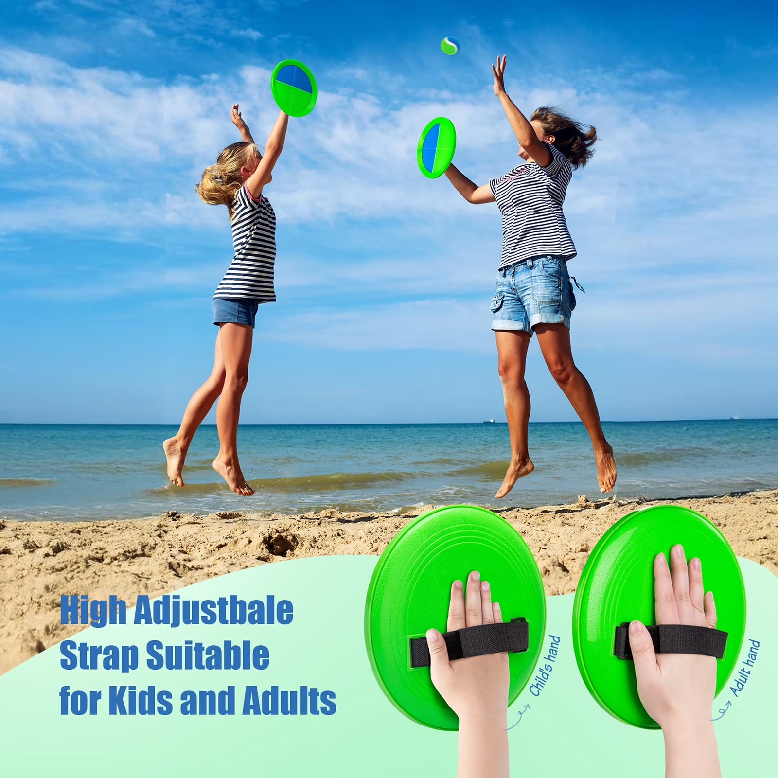 6Pcs Toss and Catch Ball Game Set, Outdoor Sports Equipment for Beach and Backyard, Lawn Activity with Paddles, Poolside Exercise, Family Fun Play, B