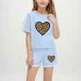 thumbnail image 2 of IFNWSV Ensembles d'Été pour Filles Mode Décontractée Manches Courtes Col Rond Col Bouton Imprimé Ensembles de Shorts 5 Ans, 2 of 7