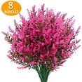 thumbnail image 5 of BadPiggies 8 Bundles Artificial Flowers Plastic Lavender UV Resistant No Fade Hanging Plants for Garden Porch Window Indoor Outdoor (Pink), 5 of 10