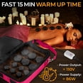 thumbnail image 3 of Portable Massage Stone Warmer Set - Electric Spa Hot Stones Massager and Heater Kit with 6 Large and 6 Small Round Shaped Basalt Massaging Rocks, Digital Controller Heating Bag, Pink, 3 of 5