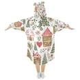 thumbnail image 2 of FORMRS Wearable Blanket Hoodie with Sleeves for Kids Cozy Flannel Sweatshirt, Brown Nordic Christmas House, 2 of 7