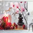 thumbnail image 1 of Ambesonne Christmas Shower Curtain, Winter Orchid Stone, 69"Wx70"L, White Black Pink, 1 of 3