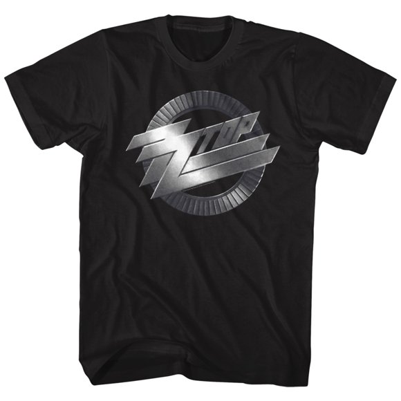 ZZ Top Rock Band Music Group Silver Metal Logo Adult T-Shirt Tee