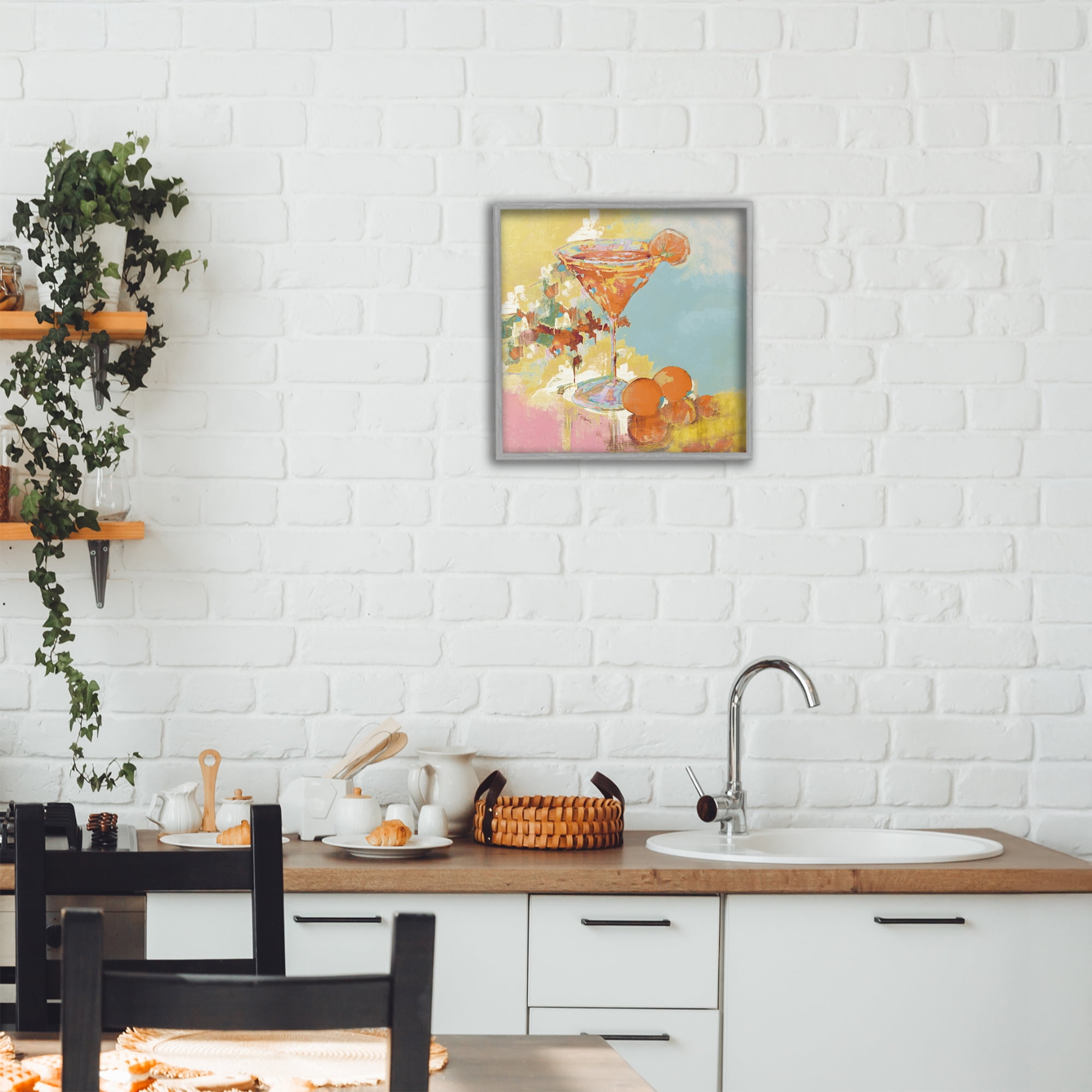 Stupell Industries Summer Citrus Martini Gray Framed Giclee Art, design by Jane Slivka