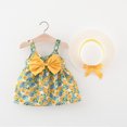 thumbnail image 2 of MEZZALL Baby Girls Kids Dresses Summer Toddler Floral Ruched Sleeveless Dress Sundress, Yellow, 3-4 Years, 2 of 3