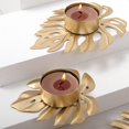 thumbnail image 5 of 3pcs Leaf Candle Holder Tealight Candle Holder Metal Candle Cups for Coffee Table Dining Table Table, 5 of 5