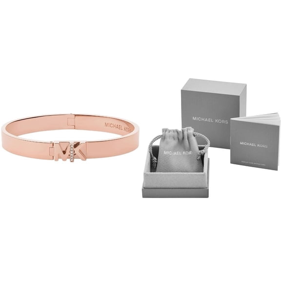 Michael Kors Logo Rose Gold Crystal Bangle Bracelet MKJ699791 $125