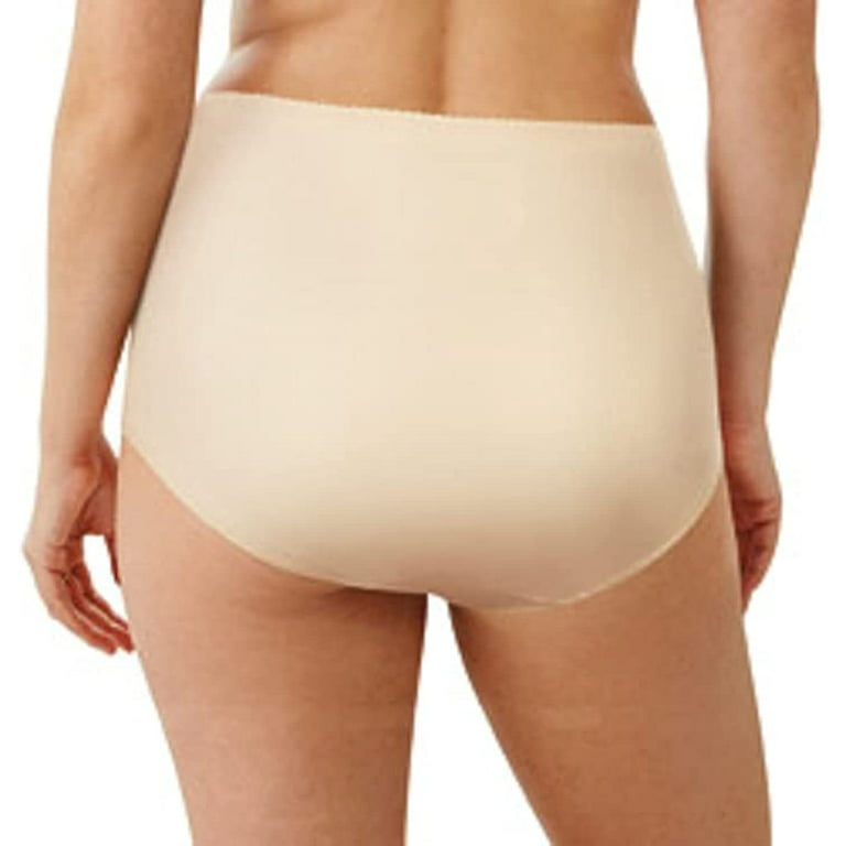 Hanes Women's Shaping Brief Pack, 100% Cotton Lining, 2-Pack Light Beige M  