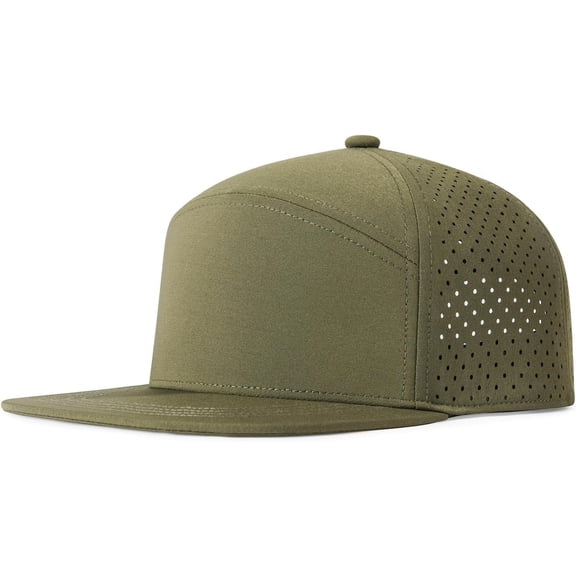 Men Flat Brim Baseball Cap Adjustable Performance Snapback Hat Laser Perforated Cap