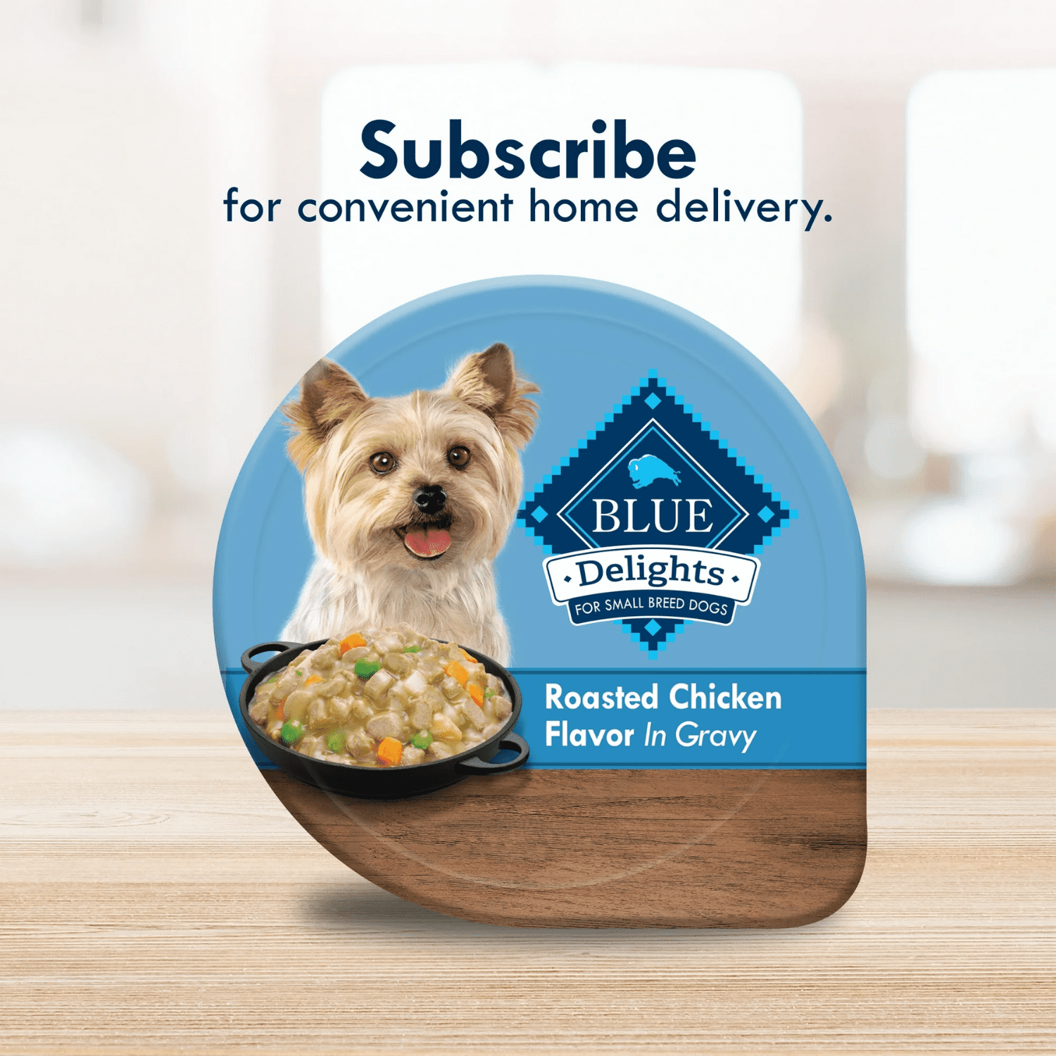 Blue Buffalo Delights Petites races Saveur de poulet rôti dans une sauce consistante Nourriture humide pour chiens adultes, sans grains, 99 g (3,5 oz) Coupe