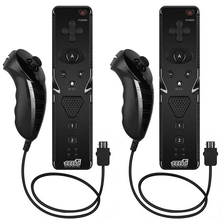 2-pack Remote and Nunchuk Controller Combo Set with Strap for Nintendo Wii/Wii U/Wii Mini, Video Game Remote