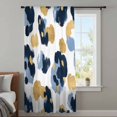 thumbnail image 4 of Navy Blue White Abstract Sheer Curtains 45 Inches Long, Modern Art Yellow Light Filering Curtains, Breathable Simi Curtain Privacy Drapes for Kitchen Bathroom Lightweight Small Window Treatment, 4 of 9