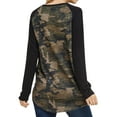 thumbnail image 4 of Women Camouflage Printed Colorblock Round Neck Long Sleeve Tunic Top, 4 of 9