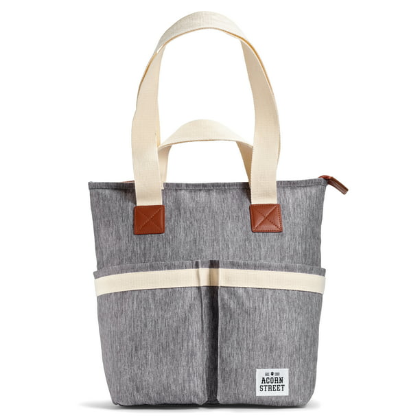 Acorn Street Insulated Cooler Tote Bag with Removable Divider, Grey ...