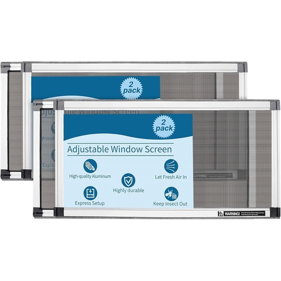 Expandable Window Screen, 2 Pack Adjustable Window Screen (10" H x 19" - 36" W) - Small Replacement Window Screens with Frame, Durable Replacement Screen for Window