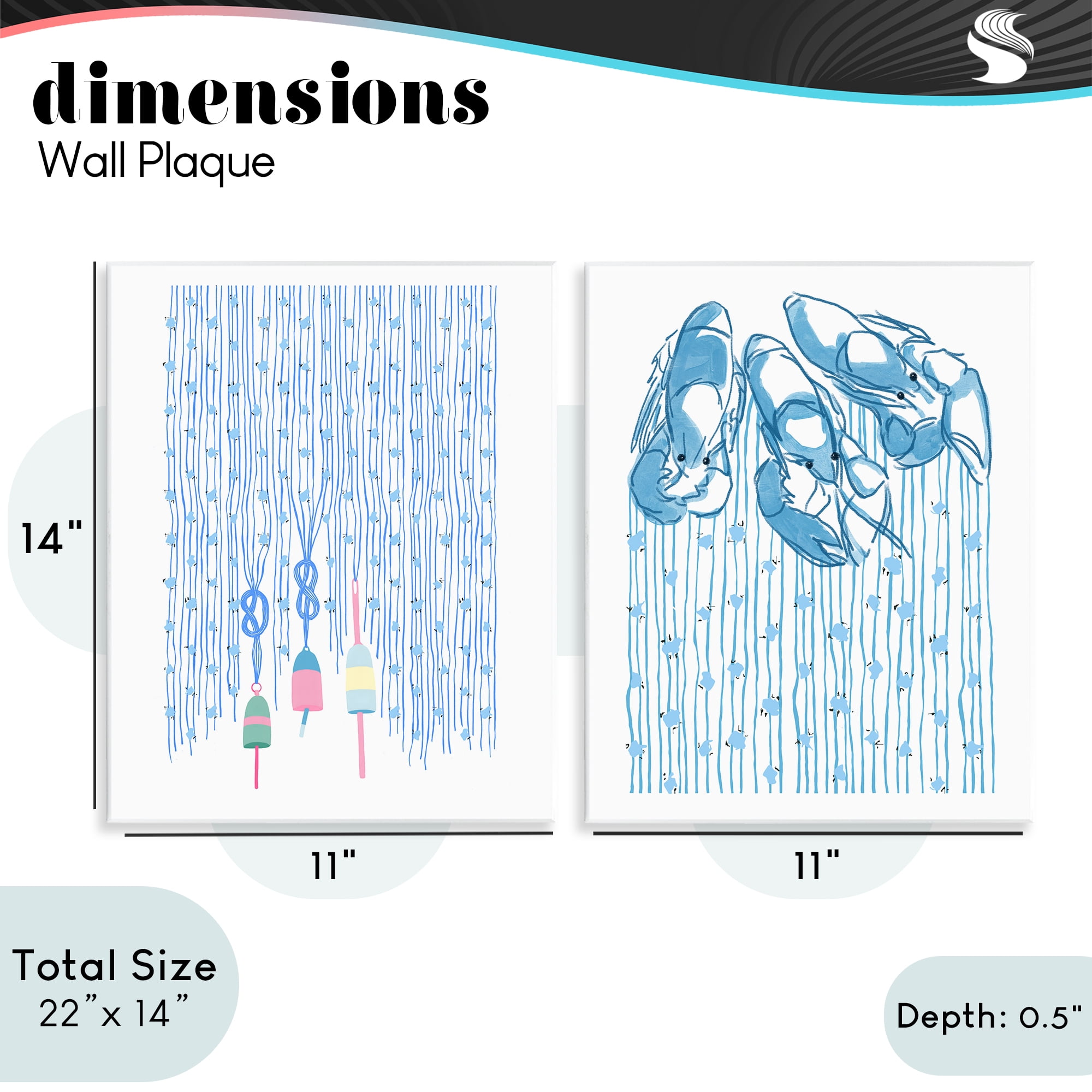 Stupell Industries Nautical Buoys & Lobsters 2 Piece Wall Plaque Art Set, design by Melissa Tilley