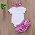 thumbnail image 3 of Qiylii Girl's 3Pcs Clothes Set,Short Sleeve Bodysuit+Muti-layer Shorts+Headband, 3 of 7