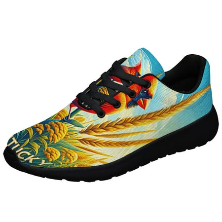 

Kentucky Stte Bird and Flower Cardinal and Goldenrod Flower Shoes Sneakers Black Size 4.5