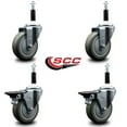 thumbnail image 2 of 4 Inch Gray Poly Wheel Swivel 7/8 Inch Expanding Stem Caster Set 2 Brakes SCC, 2 of 2