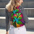thumbnail image 6 of Honeii Multicolored Beautiful Flower Print Canvas College Laptop Backpack, Durable Rucksack Travel Notebook Bag School Backpack Book Bag for Men Women-Medium, 6 of 7