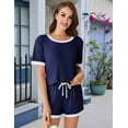 thumbnail image 4 of Colorblock Short-Sleeved Suit Navy Blue M, 4 of 6
