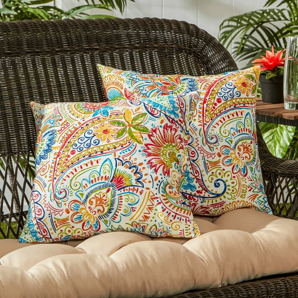 Jamboree Paisley Outdoor Square Throw Pillow (2pack)