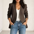thumbnail image 6 of Nmnitkp Women's Collarless Open Front Blazer Jacket, Long Sleeve Solid Color Casual Blazer for Work Office, Business Casual & Daily Wear Coffee,L, 6 of 9