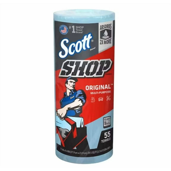 Original Blue Shop Paper Towel Roll, (55 Sheets Per Roll)
