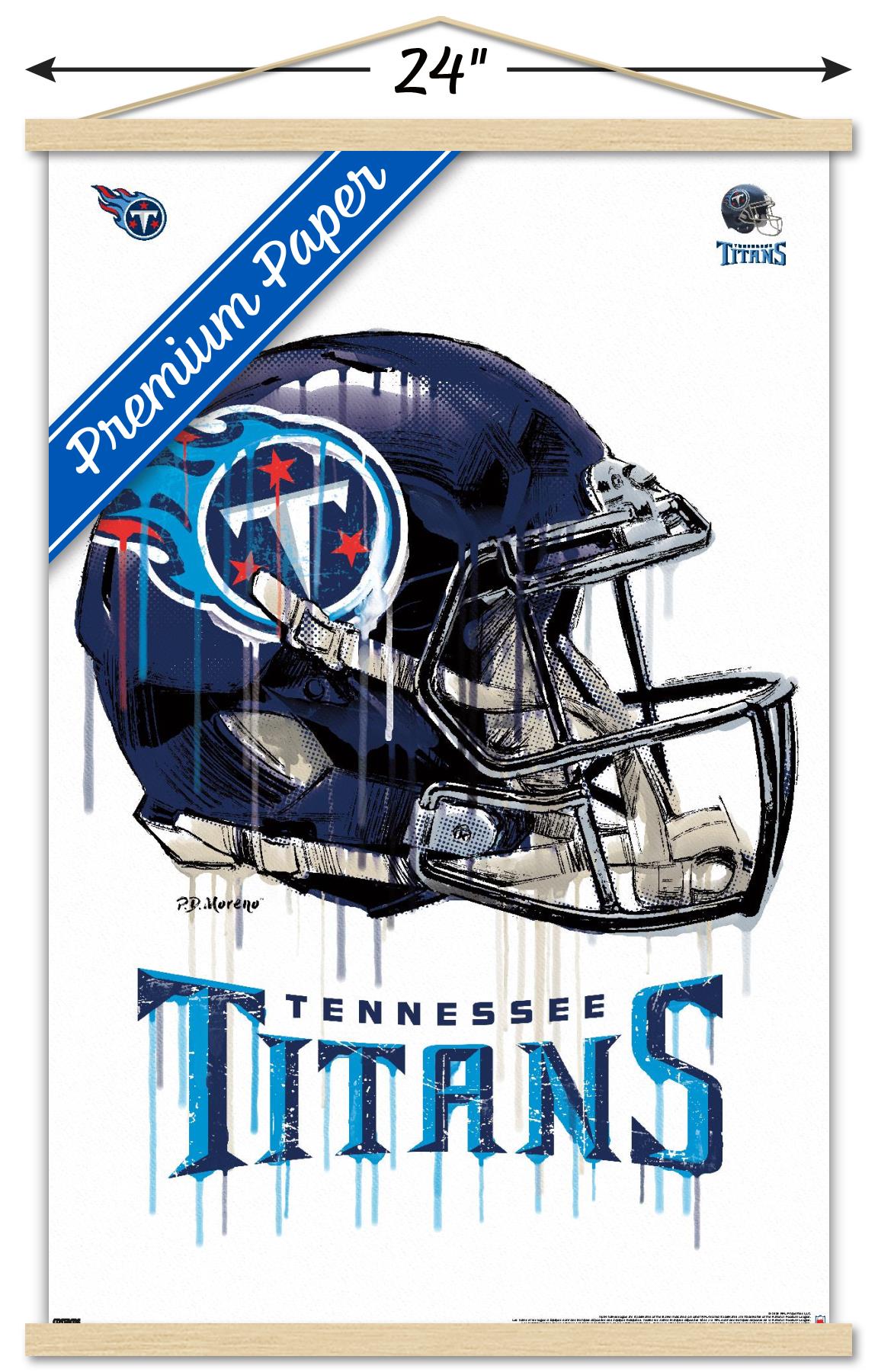 NFL Tennessee Titans - Drip Helmet 20 Wall Poster with Wooden Magnetic Frame, 22.375" x 34"