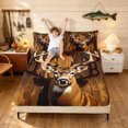 thumbnail image 3 of Manfei Vintage Elk Bed Sheets, Wooden Plank Cabin Full Size Sheets, Brown Orange, 4-Piece, 1 Flat Sheet, 1 Fitted Sheet and 2 Pillowcases, 3 of 6