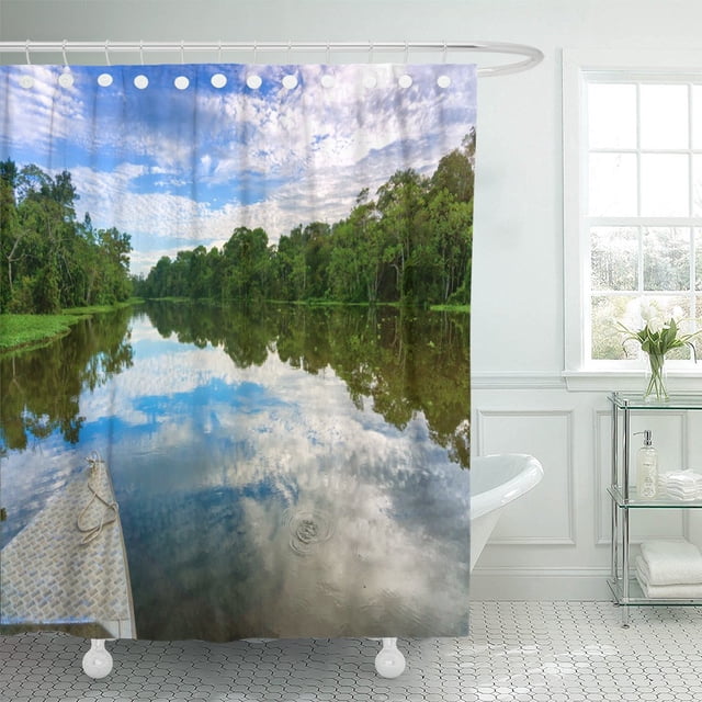 ABPHQTO Frente de barco en el río en el Amazonas Cortina de ducha de poliéster lluvia 152x180 cm ABPHQTO PKNMT60x72Shower-1753