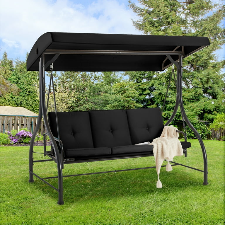 With Canopy Person Bench Swing Costway Outdoor Swing Chair With